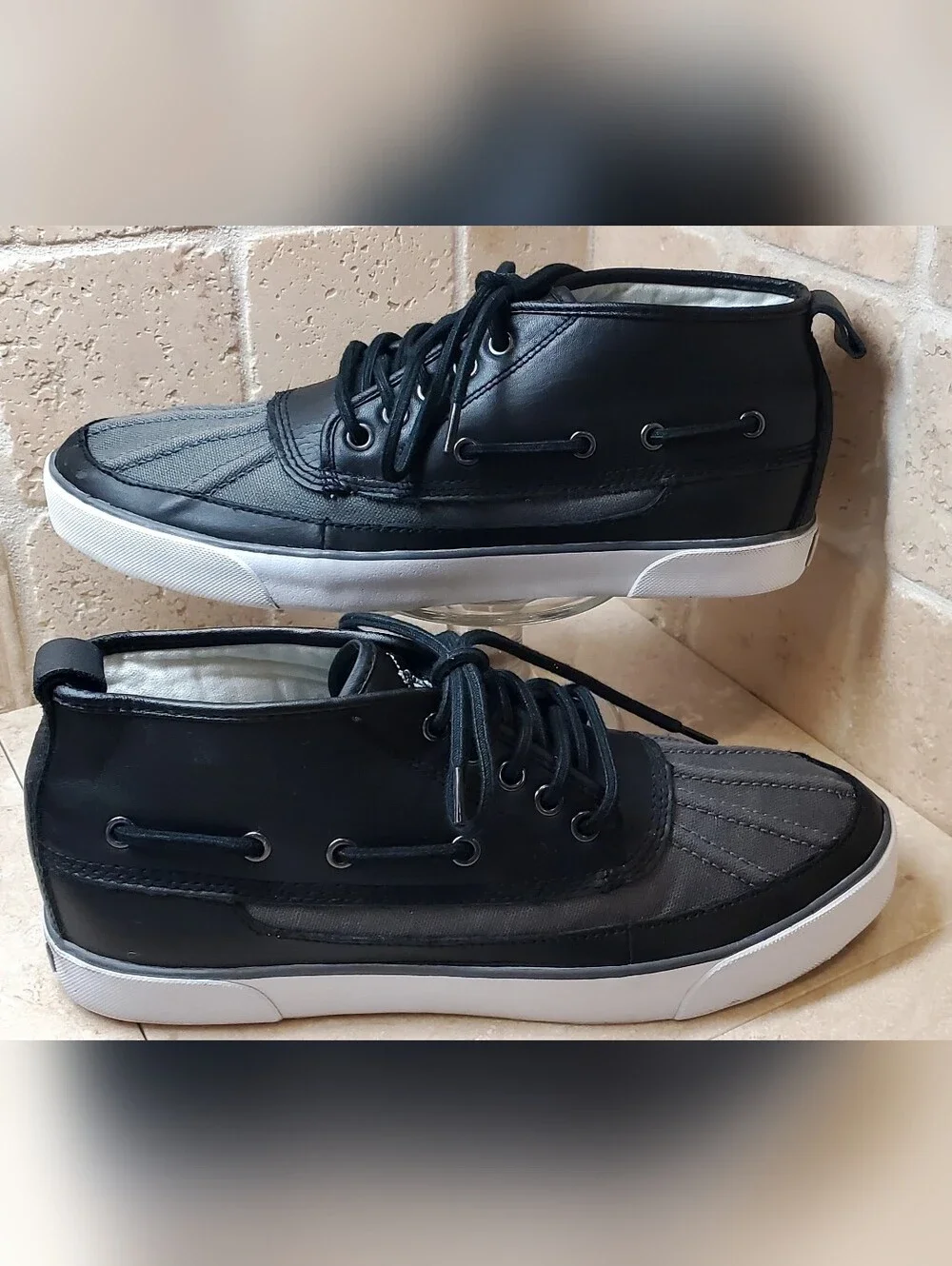 Polo Ralph Lauren Mens Parkstone Mid Sneakers Black/Gray Size 10 D Lace Up